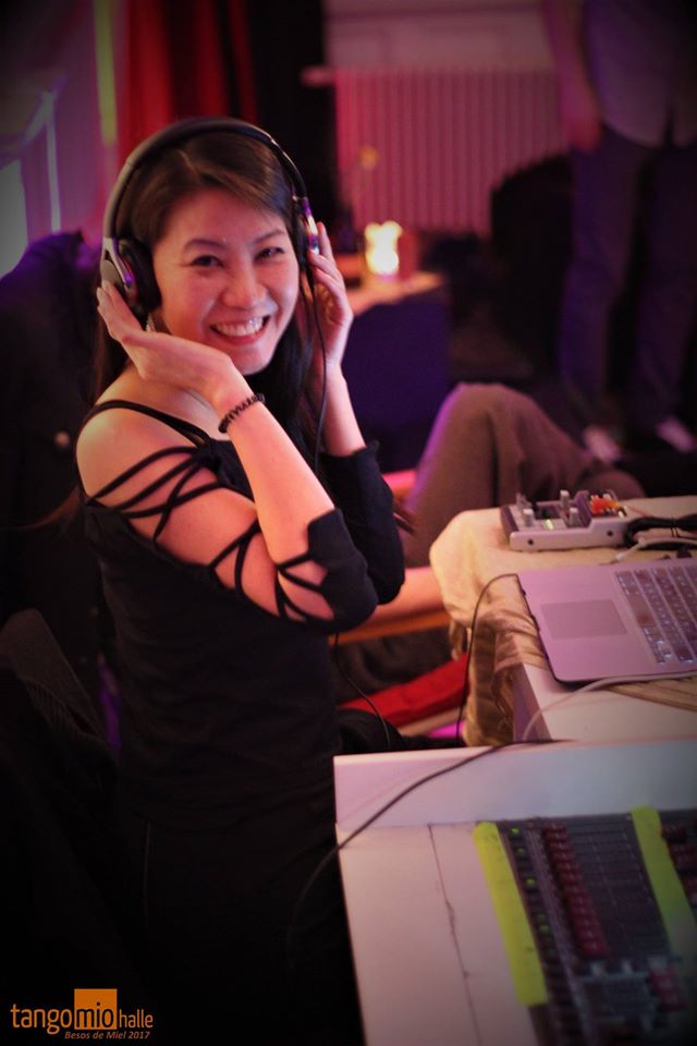 DJ Naoko in full DJ mode.
